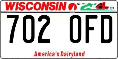 WI license plate 702OFD