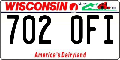 WI license plate 702OFI