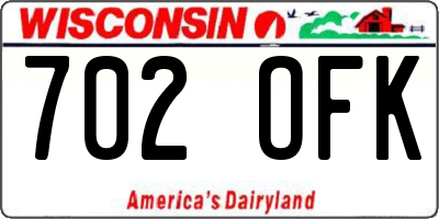 WI license plate 702OFK