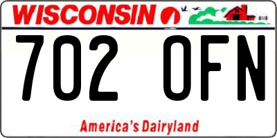 WI license plate 702OFN