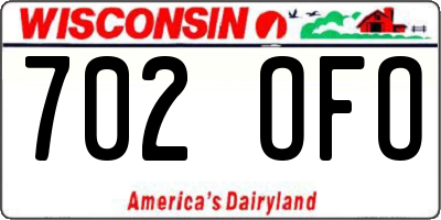 WI license plate 702OFO