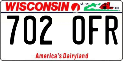 WI license plate 702OFR