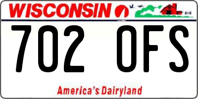WI license plate 702OFS