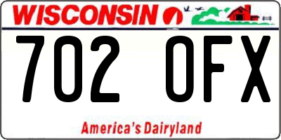 WI license plate 702OFX
