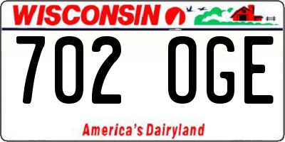 WI license plate 702OGE