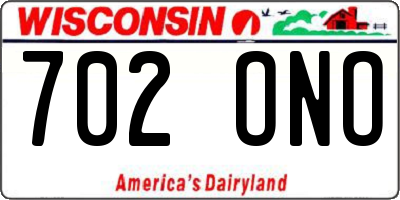 WI license plate 702ONO