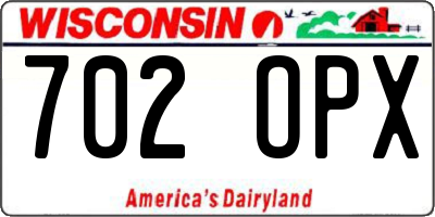 WI license plate 702OPX