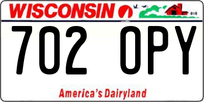 WI license plate 702OPY