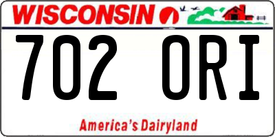 WI license plate 702ORI