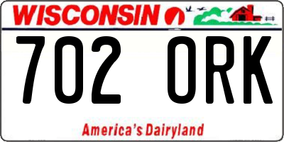 WI license plate 702ORK