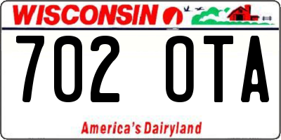 WI license plate 702OTA