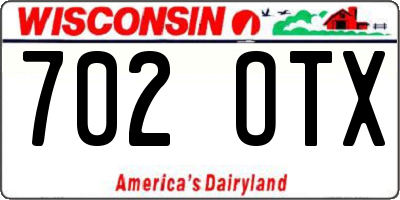 WI license plate 702OTX