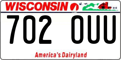 WI license plate 702OUU