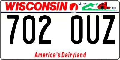 WI license plate 702OUZ