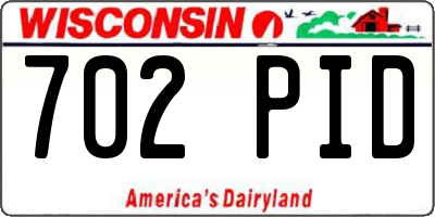 WI license plate 702PID