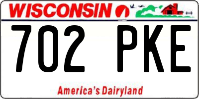 WI license plate 702PKE