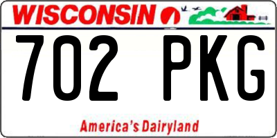 WI license plate 702PKG