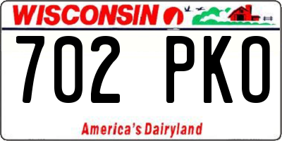 WI license plate 702PKO