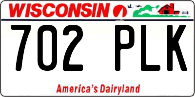 WI license plate 702PLK