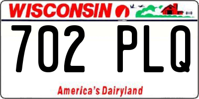 WI license plate 702PLQ