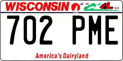 WI license plate 702PME