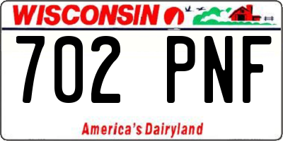 WI license plate 702PNF