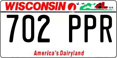 WI license plate 702PPR