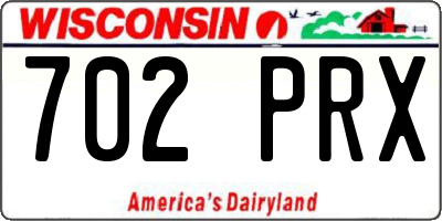 WI license plate 702PRX