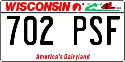 WI license plate 702PSF
