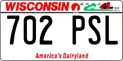 WI license plate 702PSL