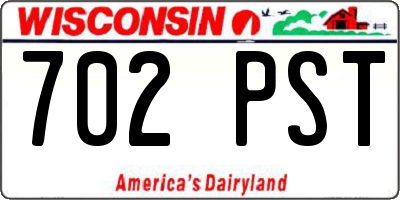 WI license plate 702PST