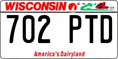WI license plate 702PTD