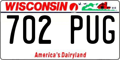 WI license plate 702PUG