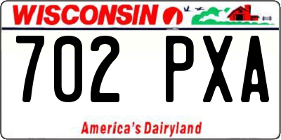 WI license plate 702PXA