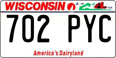 WI license plate 702PYC