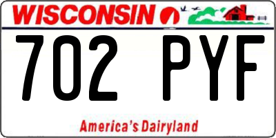 WI license plate 702PYF