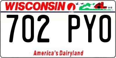 WI license plate 702PYO