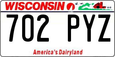 WI license plate 702PYZ