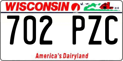 WI license plate 702PZC