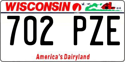 WI license plate 702PZE