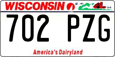 WI license plate 702PZG