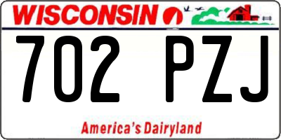 WI license plate 702PZJ