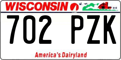 WI license plate 702PZK