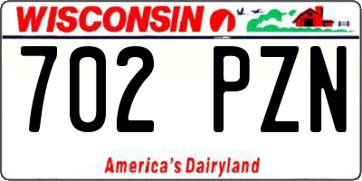 WI license plate 702PZN