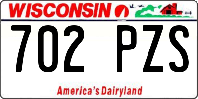 WI license plate 702PZS