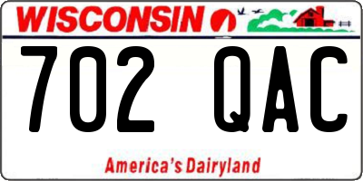 WI license plate 702QAC