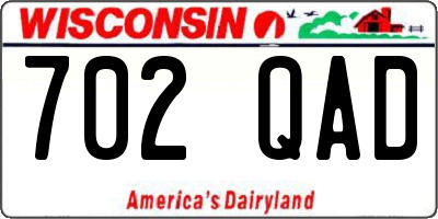 WI license plate 702QAD