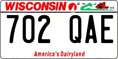 WI license plate 702QAE