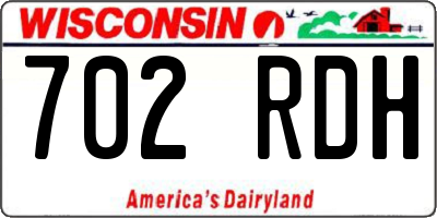 WI license plate 702RDH