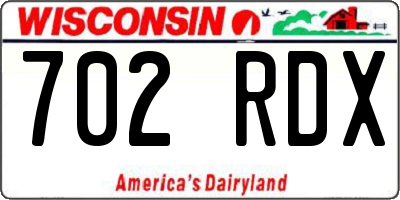 WI license plate 702RDX